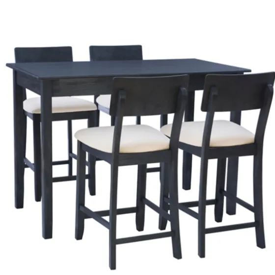 Charcoal Wood Upholstered 5-Pc. Dining Set-Kirkland's Home Clearance