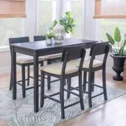 Charcoal Wood Upholstered 5-Pc. Dining Set-Kirkland's Home Clearance