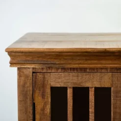 Charlie Natural Mango Wood Windowpane Cabinet-Kirkland's Home Cheap