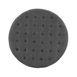 Charlotte Tufted Round Charcoal Ottoman-Kirkland's Home Flash Sale