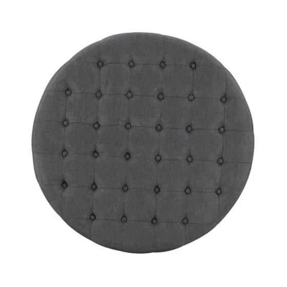 Charlotte Tufted Round Charcoal Ottoman-Kirkland's Home Flash Sale