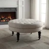 Charlotte Tufted Round Natural Ottoman-Kirkland's Home Sale