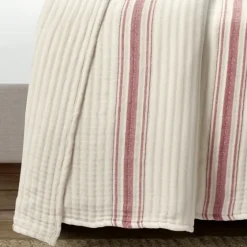 Cherry Red Pick Stitch Stripe King Quilt-Kirkland's Home Shop