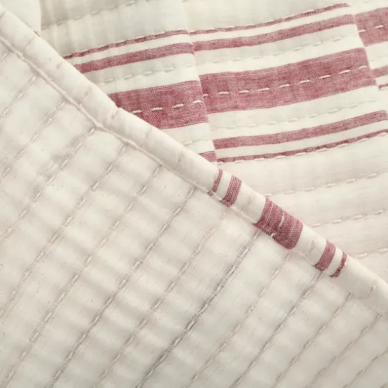 Cherry Red Pick Stitch Stripe Queen Quilt-Kirkland's Home Shop
