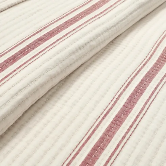 Cherry Red Pick Stitch Stripe Queen Quilt-Kirkland's Home Shop