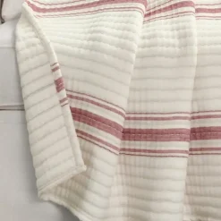 Cherry Red Pick Stitch Stripe Decorative Throw-Kirkland's Home Shop