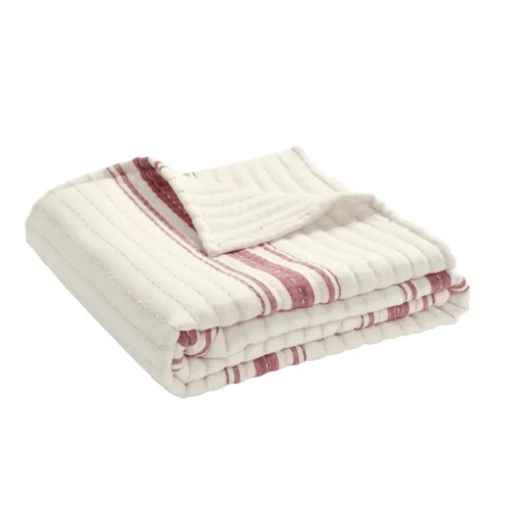 Cherry Red Pick Stitch Stripe Decorative Throw-Kirkland's Home Shop