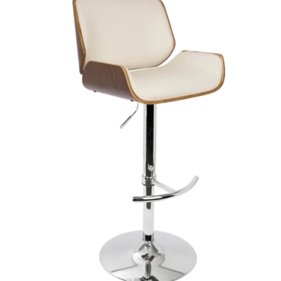 Cherry Wood And Cream Leather Vintage Barstool-Kirkland's Home Discount