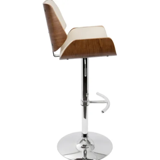 Cherry Wood And Cream Leather Vintage Barstool-Kirkland's Home Discount
