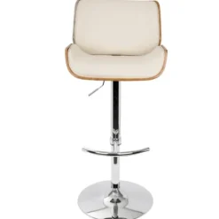 Cherry Wood And Cream Leather Vintage Barstool-Kirkland's Home Discount