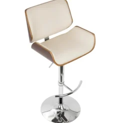 Cherry Wood And Cream Leather Vintage Barstool-Kirkland's Home Discount