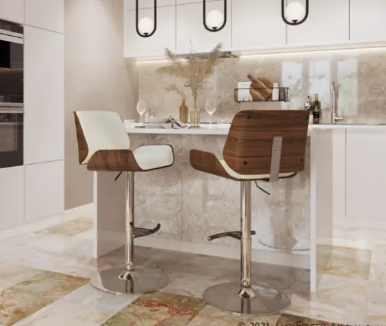 Cherry Wood And Cream Leather Vintage Barstool-Kirkland's Home Discount