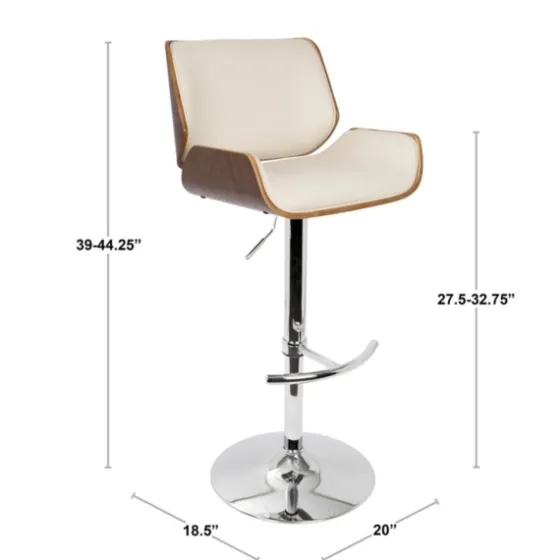 Cherry Wood And Cream Leather Vintage Barstool-Kirkland's Home Discount