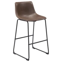 Chestnut Faux Leather Sloped Bar Stools, Set Of 2-Kirkland's Home Fashion