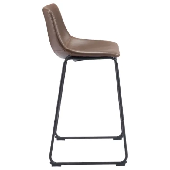 Chestnut Faux Leather Sloped Bar Stools, Set Of 2-Kirkland's Home Fashion