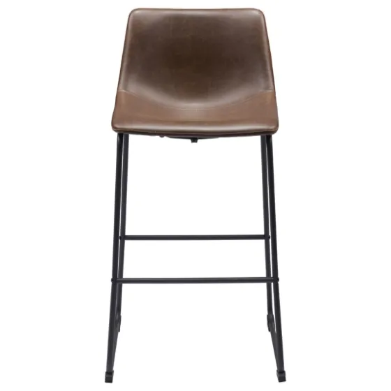 Chestnut Faux Leather Sloped Bar Stools, Set Of 2-Kirkland's Home Fashion