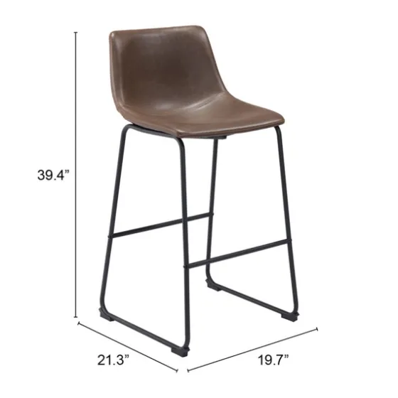 Chestnut Faux Leather Sloped Bar Stools, Set Of 2-Kirkland's Home Fashion