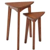 Chestnut Wood Triangular Accent Tables, Set Of 2-Kirkland's Home Hot