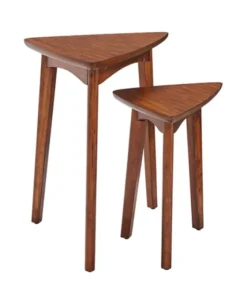 Chestnut Wood Triangular Accent Tables, Set Of 2-Kirkland's Home Hot
