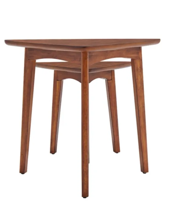 Chestnut Wood Triangular Accent Tables, Set Of 2-Kirkland's Home Hot