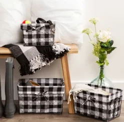 Chicken Wire And Buffalo Check Baskets, Set Of 3-Kirkland's Home Sale