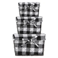 Chicken Wire And Buffalo Check Baskets, Set Of 3-Kirkland's Home Sale
