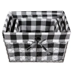 Chicken Wire And Buffalo Check Baskets, Set Of 3-Kirkland's Home Sale