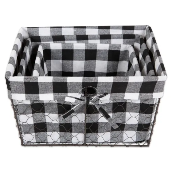 Chicken Wire And Buffalo Check Baskets, Set Of 3-Kirkland's Home Sale