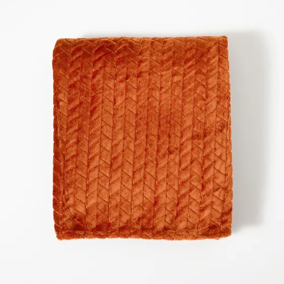 Chili Heavenly Herringbone Plush Throw-Kirkland's Home Outlet