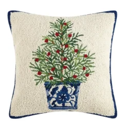 Chinoiserie Tree Blue Trim Wool Christmas Pillow-Kirkland's Home Fashion