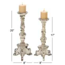 Chipped Wood Pillar Candle Holders, Set Of 2-Kirkland's Home Sale