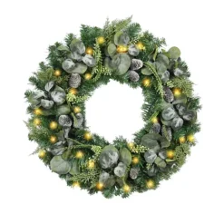 Christmas Eucalyptus Pine Mix Pre-Lit Wreath-Kirkland's Home Discount