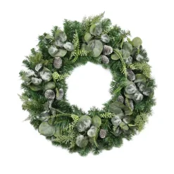 Christmas Eucalyptus Pine Mix Pre-Lit Wreath-Kirkland's Home Discount