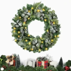 Christmas Eucalyptus Pine Mix Pre-Lit Wreath-Kirkland's Home Discount