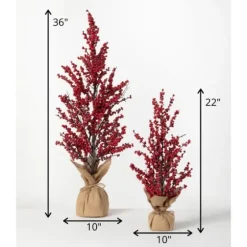 Christmas Red Berry Burlap Trees, Set Of 2-Kirkland's Home Online