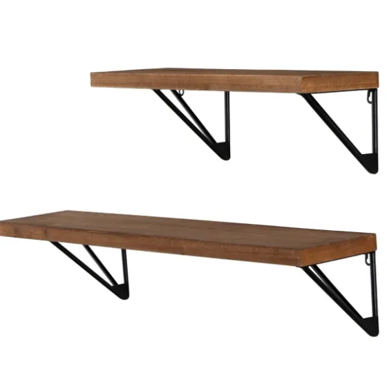 Classic Brown Wood Wall Shelves, Set Of 2-Kirkland's Home Clearance