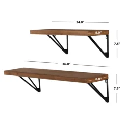 Classic Brown Wood Wall Shelves, Set Of 2-Kirkland's Home Clearance