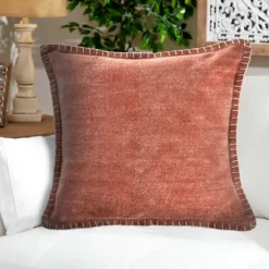 Clay Stitched Flange Velvet Throw Pillow-Kirkland's Home Sale