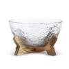 Clear Bubbled Glass Bowl On Wood Stand-Kirkland's Home Sale