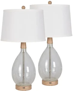 Clear Crackled Glass Table Lamps, Set Of 2-Kirkland's Home Online