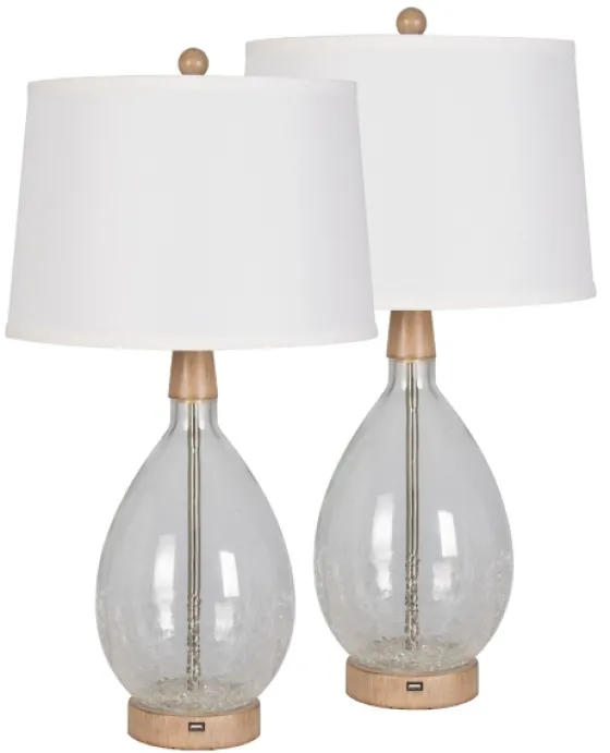 Clear Crackled Glass Table Lamps, Set Of 2-Kirkland's Home Online