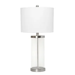 Clear Glass And Nickel Cylindrical Table Lamp-Kirkland's Home Online