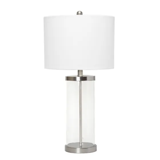 Clear Glass And Nickel Cylindrical Table Lamp-Kirkland's Home Online