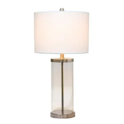 Clear Glass And Nickel Cylindrical Table Lamp-Kirkland's Home Online