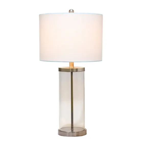 Clear Glass And Nickel Cylindrical Table Lamp-Kirkland's Home Online