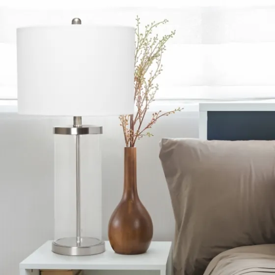 Clear Glass And Nickel Cylindrical Table Lamp-Kirkland's Home Online