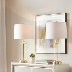 Clear Glass Base Gold Table Lamps, Set Of 2-Kirkland's Home Hot