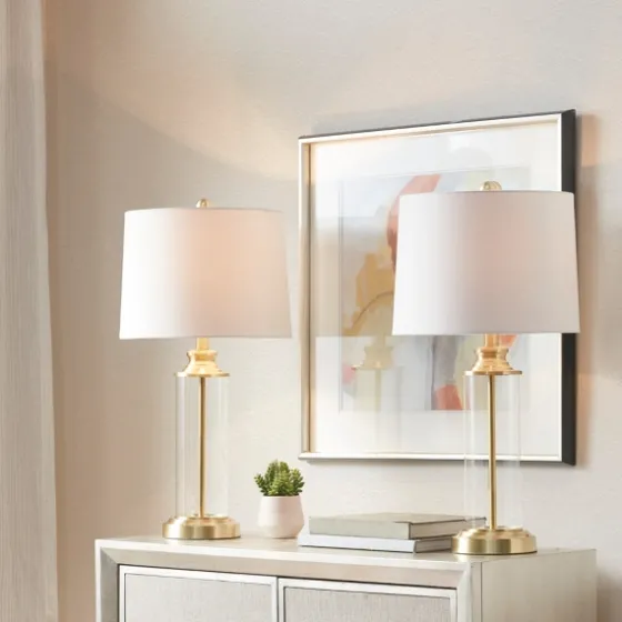 Clear Glass Base Gold Table Lamps, Set Of 2-Kirkland's Home Hot