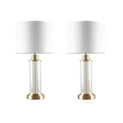Clear Glass Base Gold Table Lamps, Set Of 2-Kirkland's Home Hot