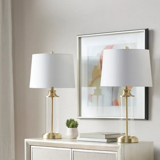 Clear Glass Base Gold Table Lamps, Set Of 2-Kirkland's Home Hot